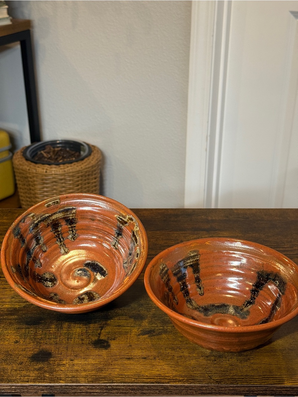 Pair David Holleman Studio Pottery Bowls 6” Signed MCM Art Pottery Vintage